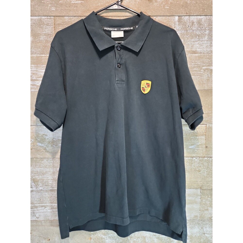 Porsche Drivers Selection Mens XL Black Polo Shirt Short Sleeve Crest Logo